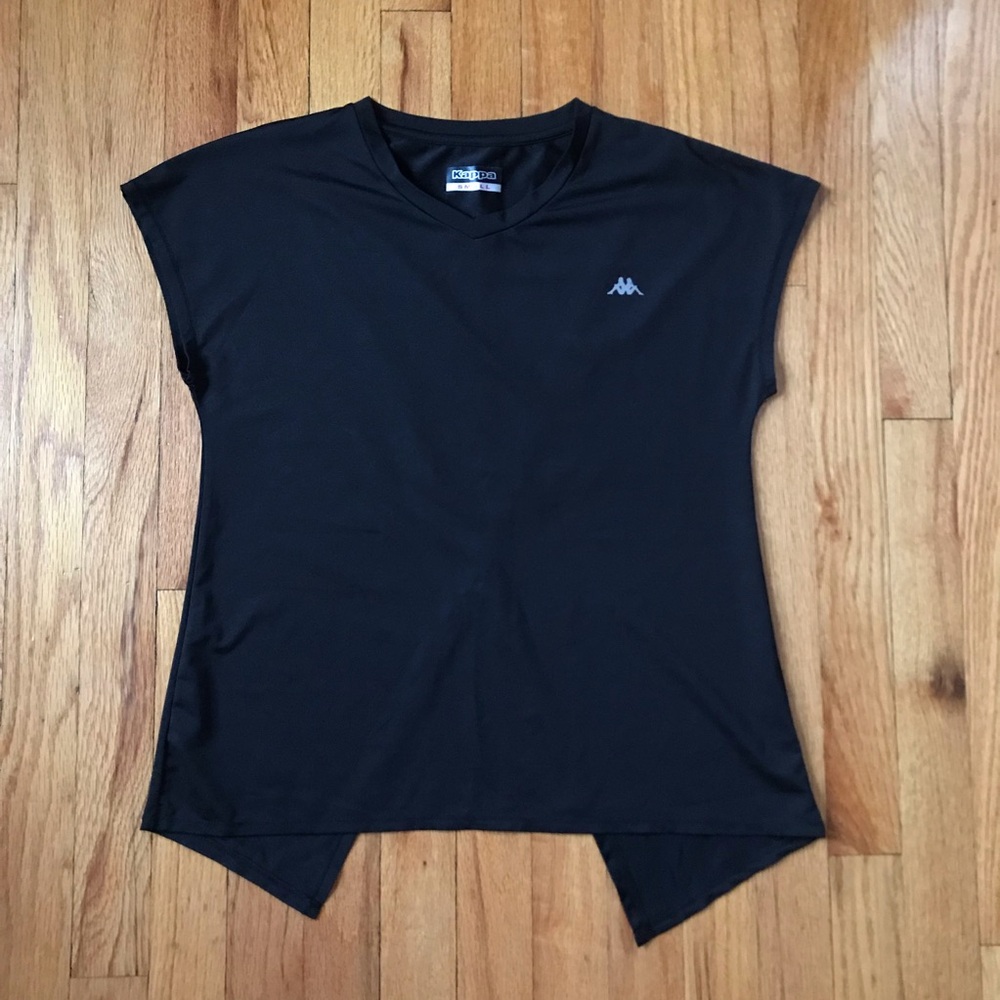 Kappa Women's Black Logo Sleeveless Crossback Shirt Small